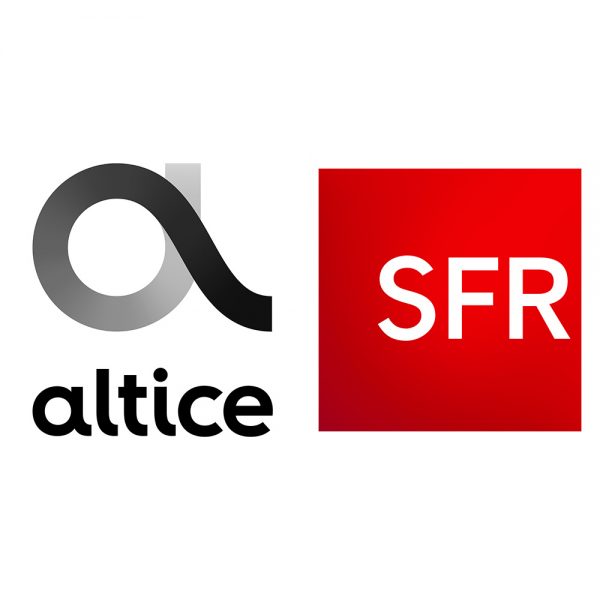 Logos d'Altice et de SFR (Société française du radiotéléphone).