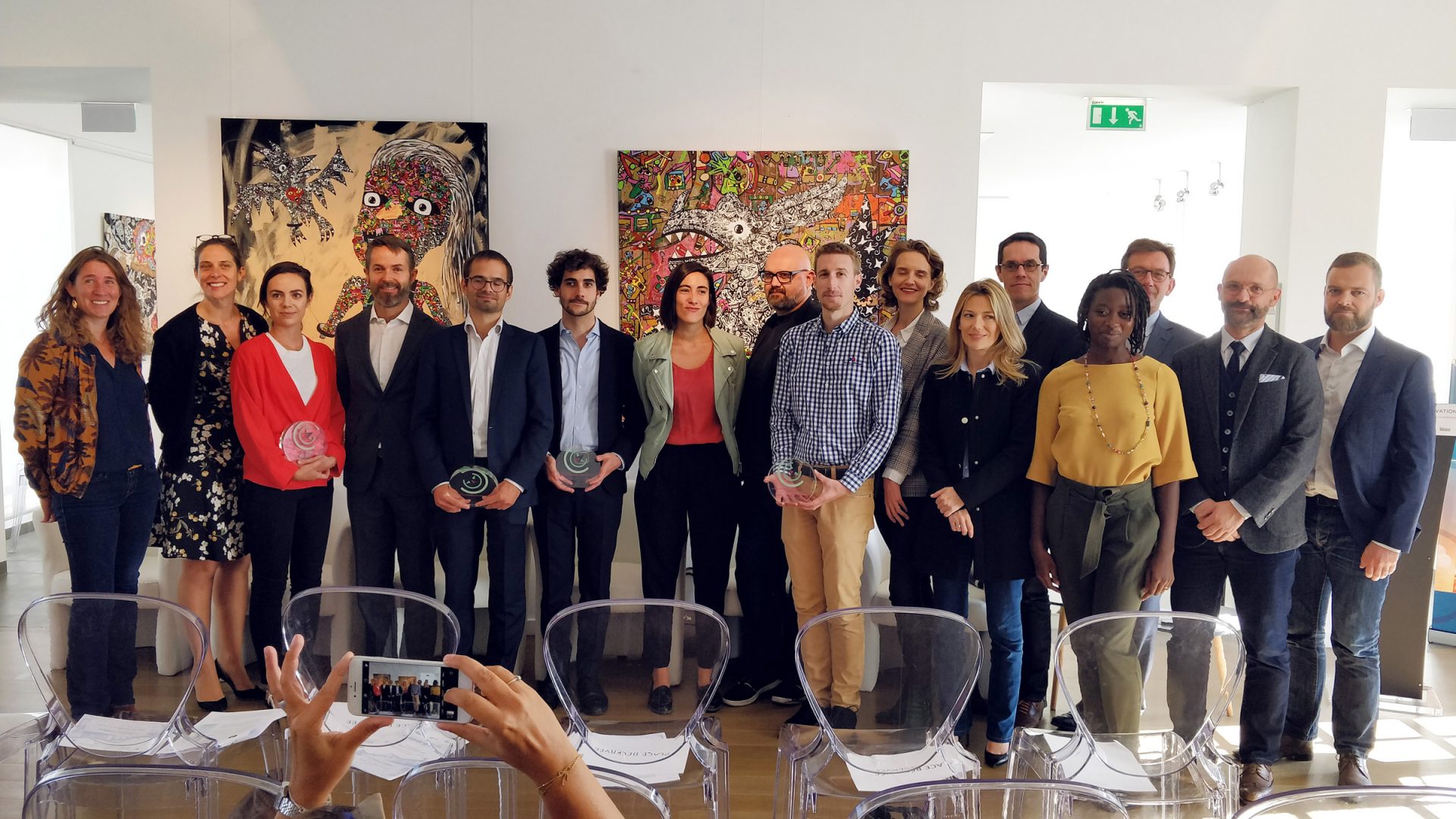 Photo de groupe suite à la remise des Prix Télécoms Innovations 2019 au Pavillon Vendôme à Clichy le 20 septembre 2019.