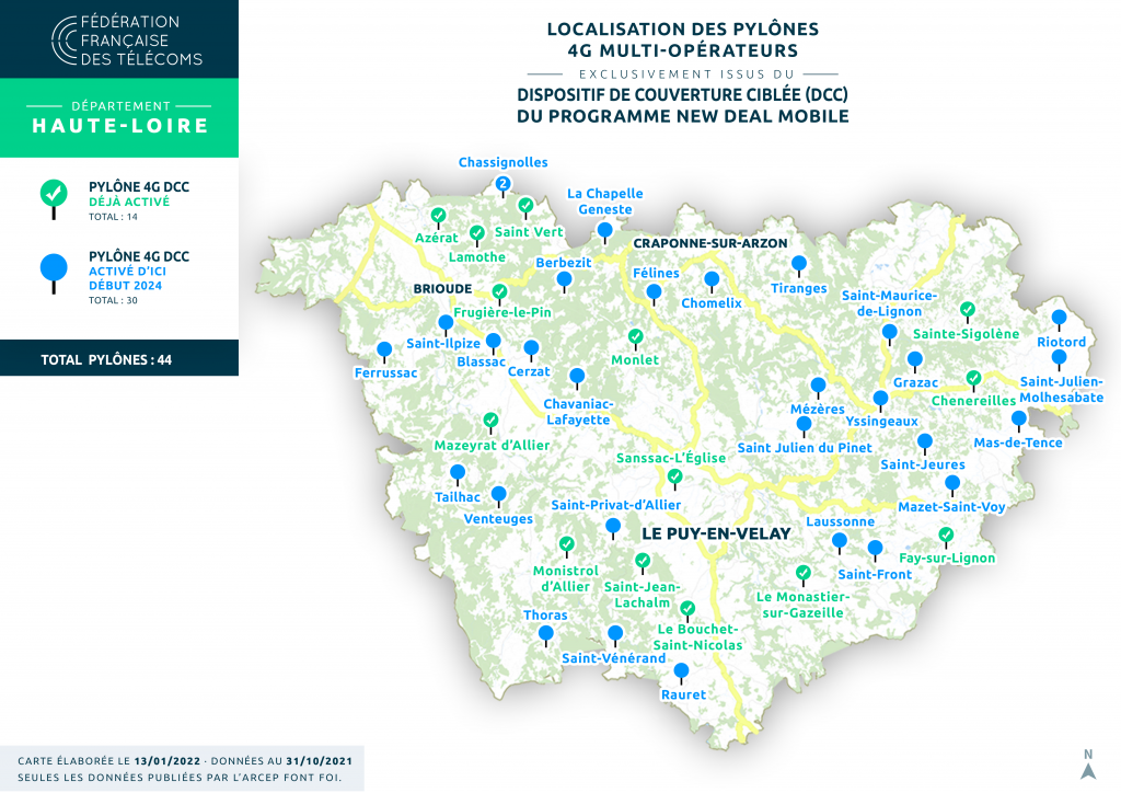 Carte de la haute Loire